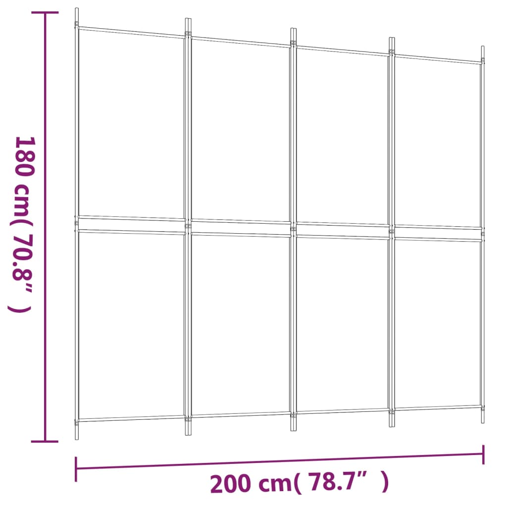 vidaXL Rumsavdelare 4 paneler antracit 200x180 cm tyg