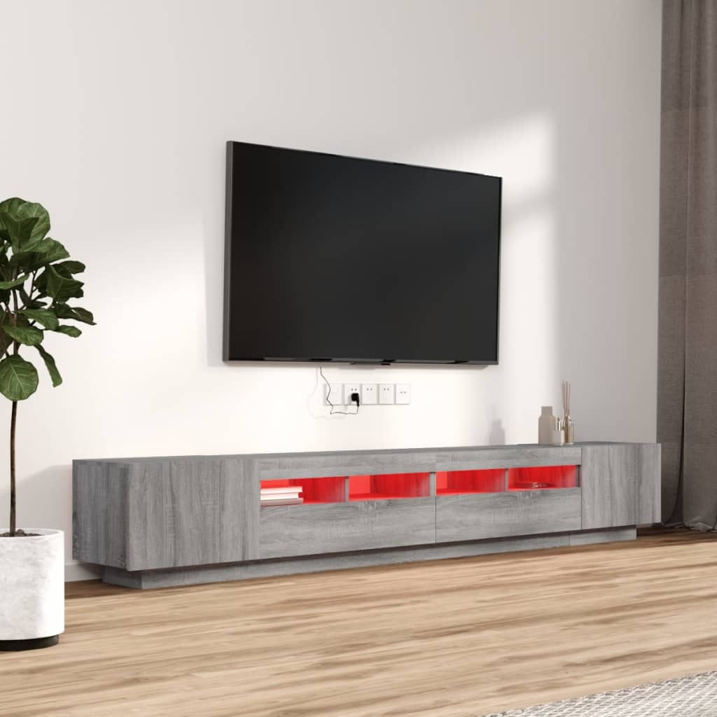vidaXL TV-skåp 3 delar med LED grå sonoma konstruerat trä