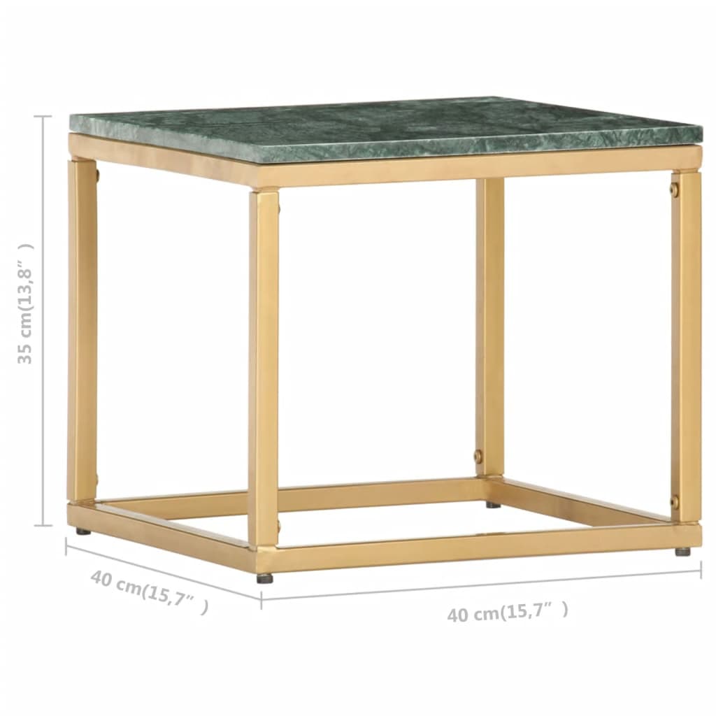 vidaXL Soffbord grön 40x40x35 cm äkta sten med marmorstruktur