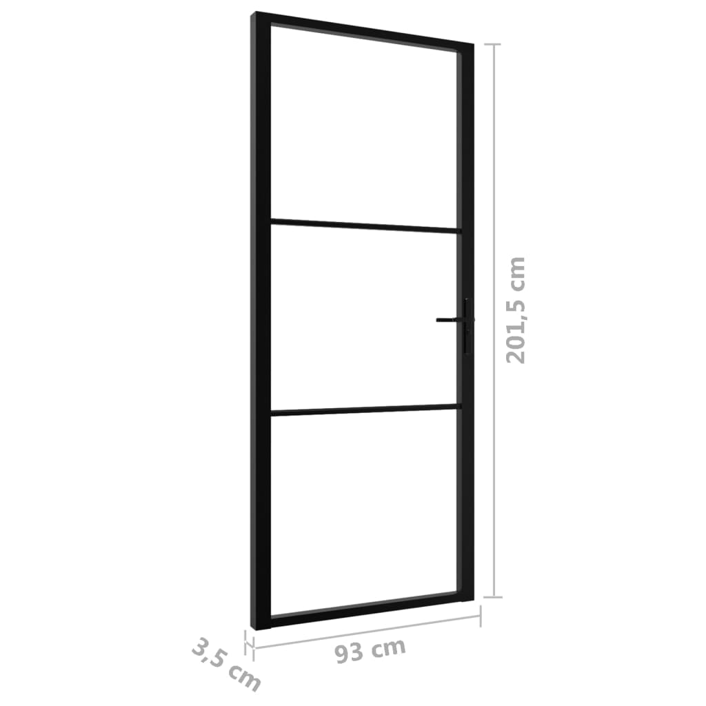 vidaXL Innerdörr ESG-glas och aluminium 93x201,5 cm svart