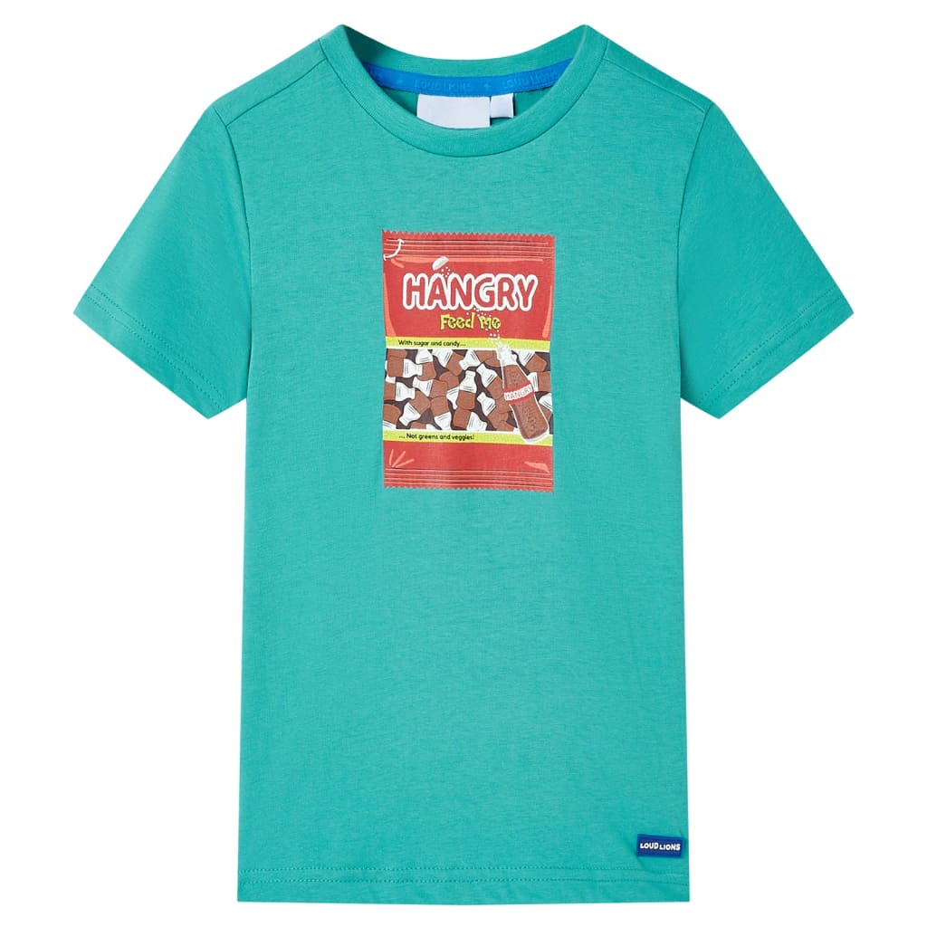 T-shirt med korta ärmar för barn mörk mintgrön 140
