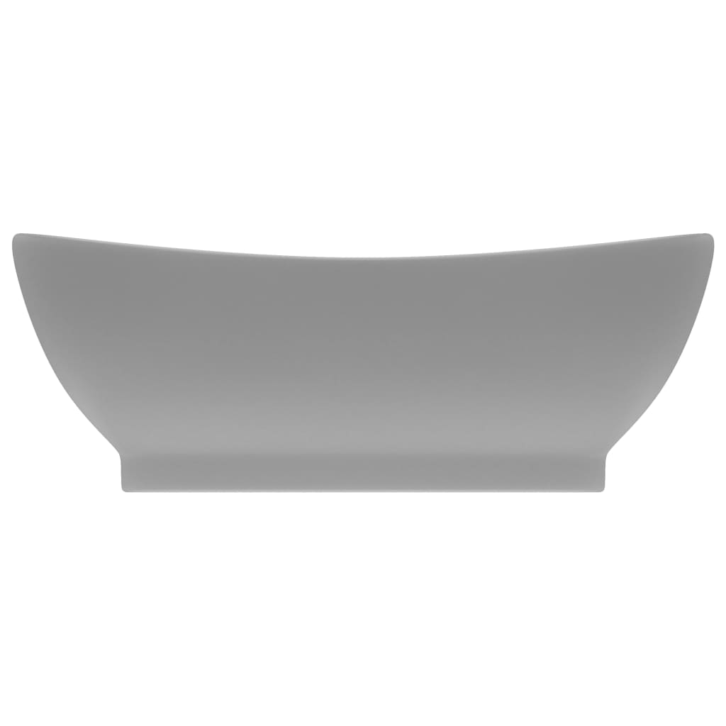 vidaXL Ovalt handfat med bräddavlopp matt ljusgrå 58,5x39 cm keramik
