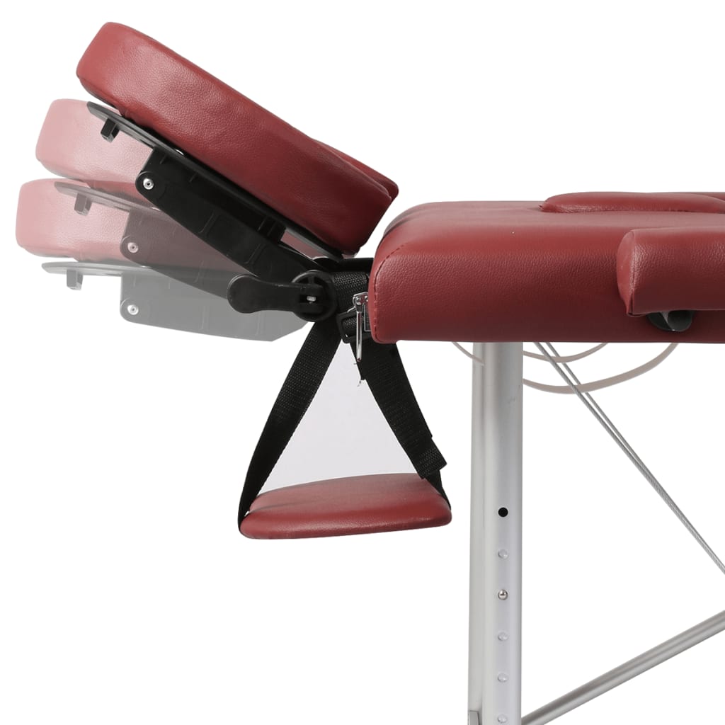 vidaXL Hopfällbar massagebänk med 2 sektioner aluminium röd
