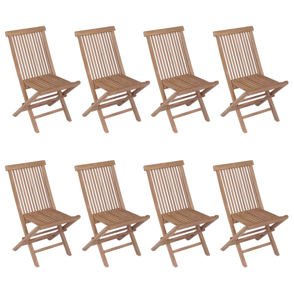 vidaXL Matgrupp för trädgården med hopfällbara stolar 9 delar teakträ