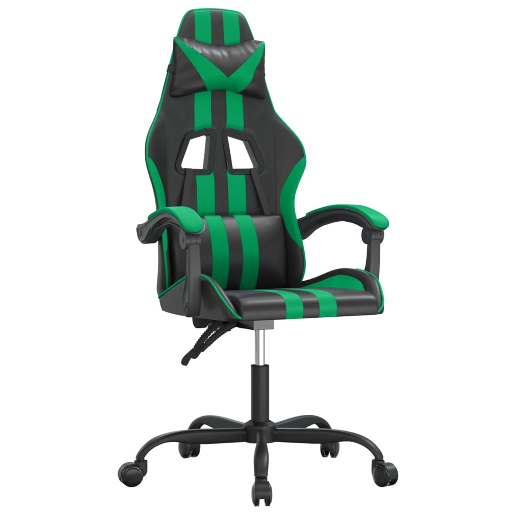 vidaXL Snurrbar gamingstol svart och grön konstläder