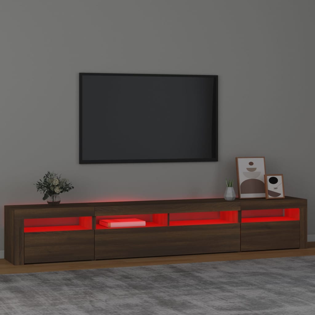 vidaXL Tv-bänk med LED-belysning brun ek 240x35x40 cm