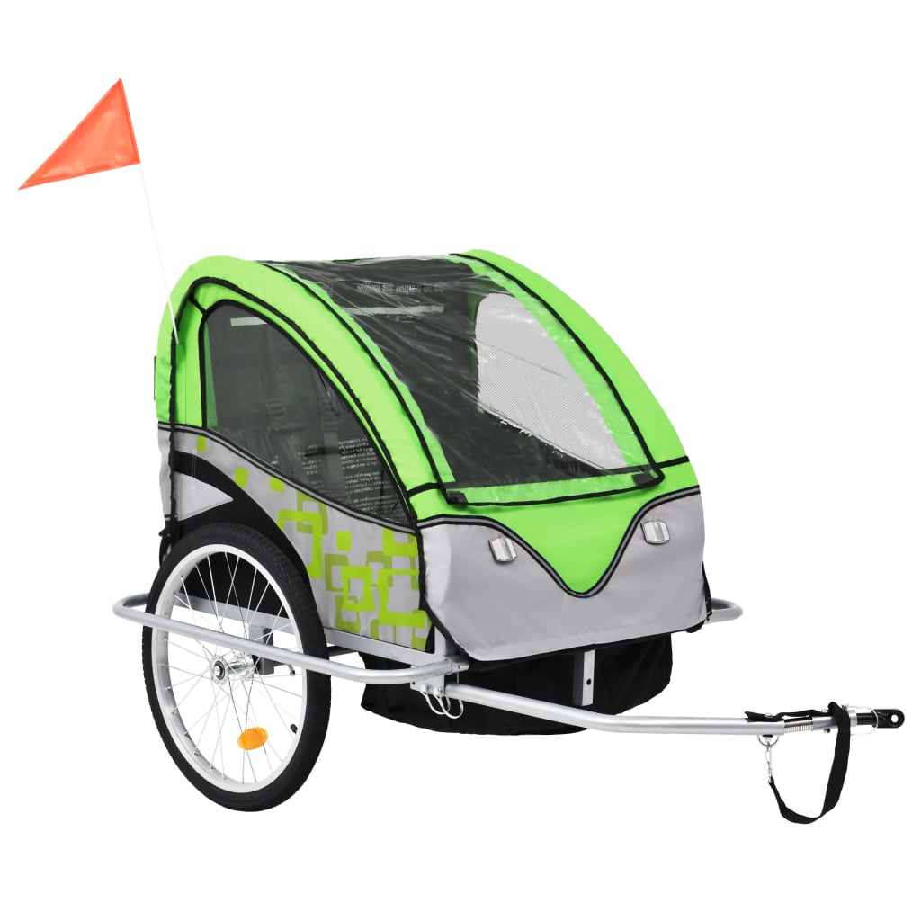 vidaXL Cykelvagn och barnvagn 2-i-1 grön och grå
