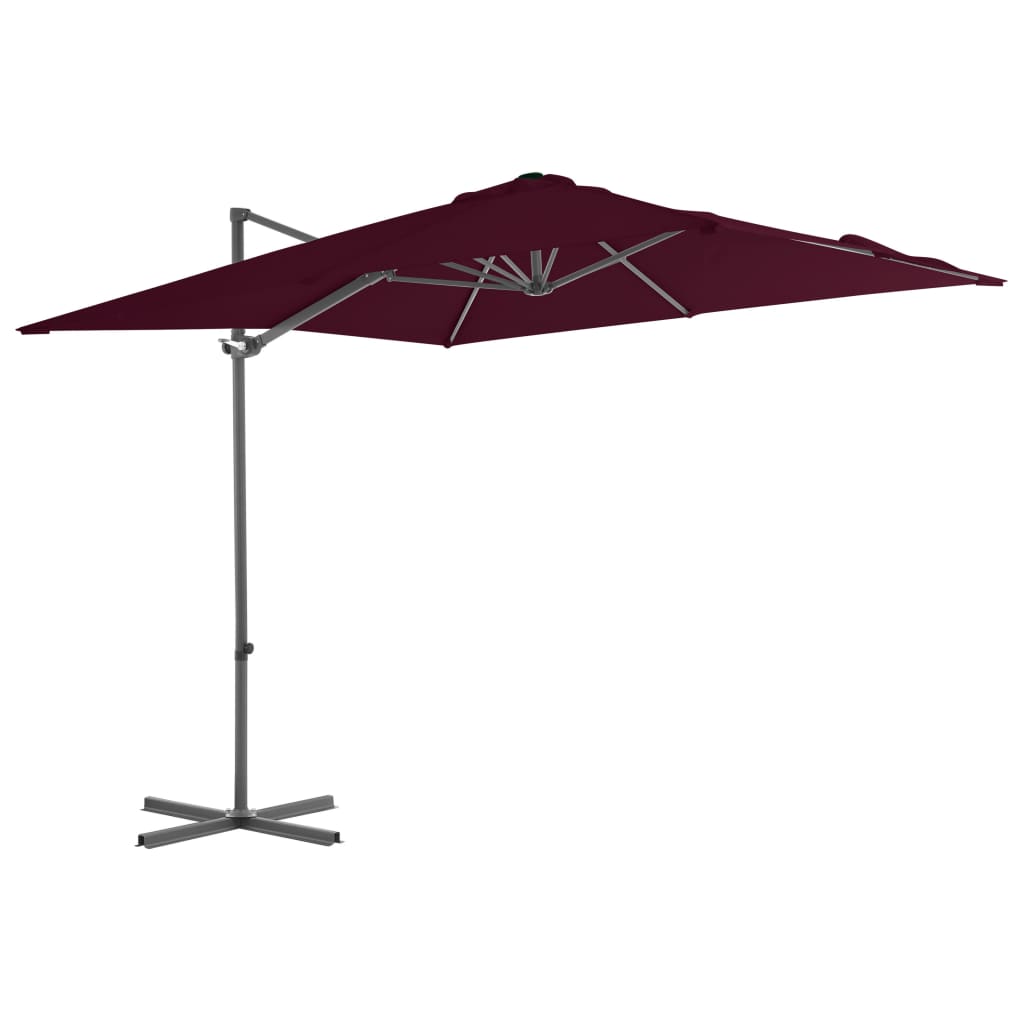 vidaXL Frihängande parasoll med stålstång vinröd 250x250 cm