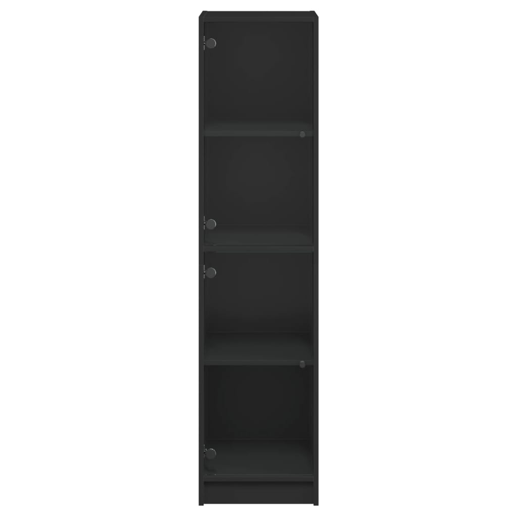 vidaXL Högskåp med glasdörrar svart 35x37x142 cm