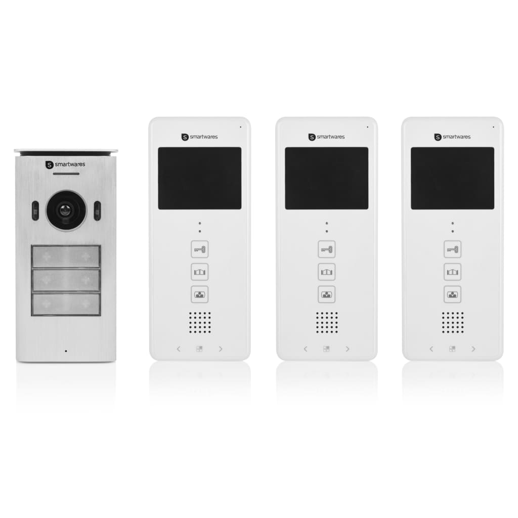 Smartwares Porttelefon med video för 3 lägenheter 20,5x8,6x2,1 cm vit