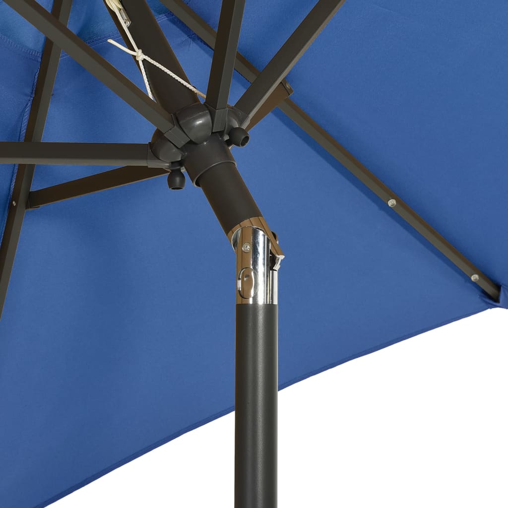 vidaXL Parasoll med LED-lampor azurblå 200x211 cm aluminium