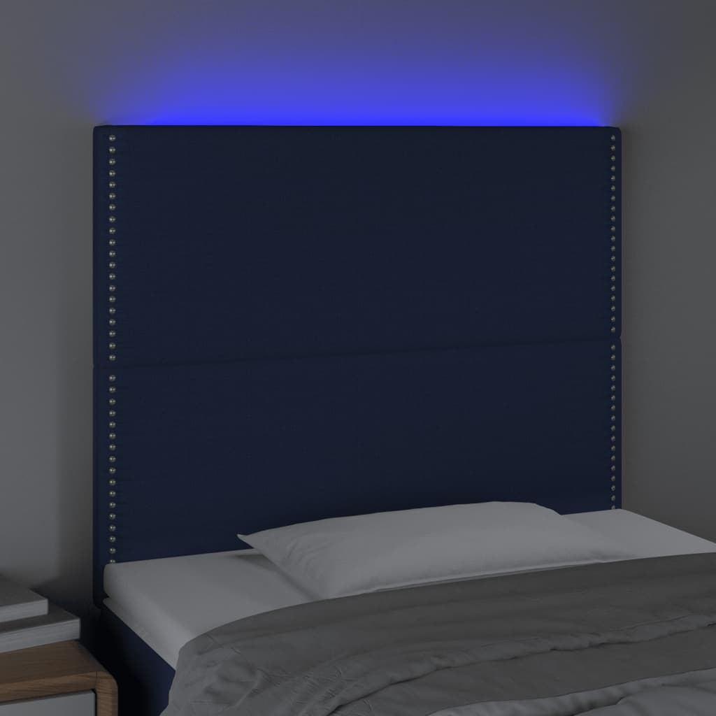 vidaXL Sänggavel LED blå 90x5x118/128 cm tyg