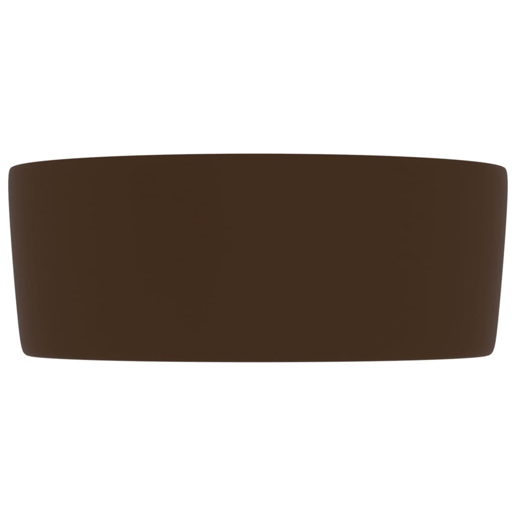 vidaXL Lyxigt runt handfat matt mörkbrun 40x15 cm keramik