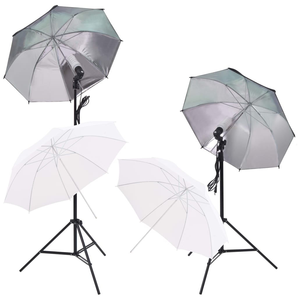 vidaXL Fotostudio med softboxar, paraply, bakgrund och reflexskärm