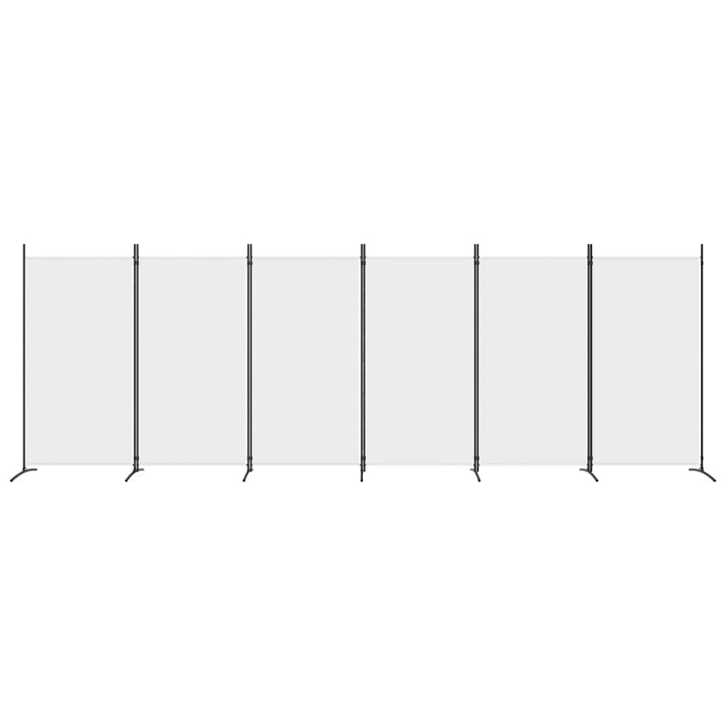 vidaXL Rumsavdelare 6 paneler vit 520x180 cm tyg