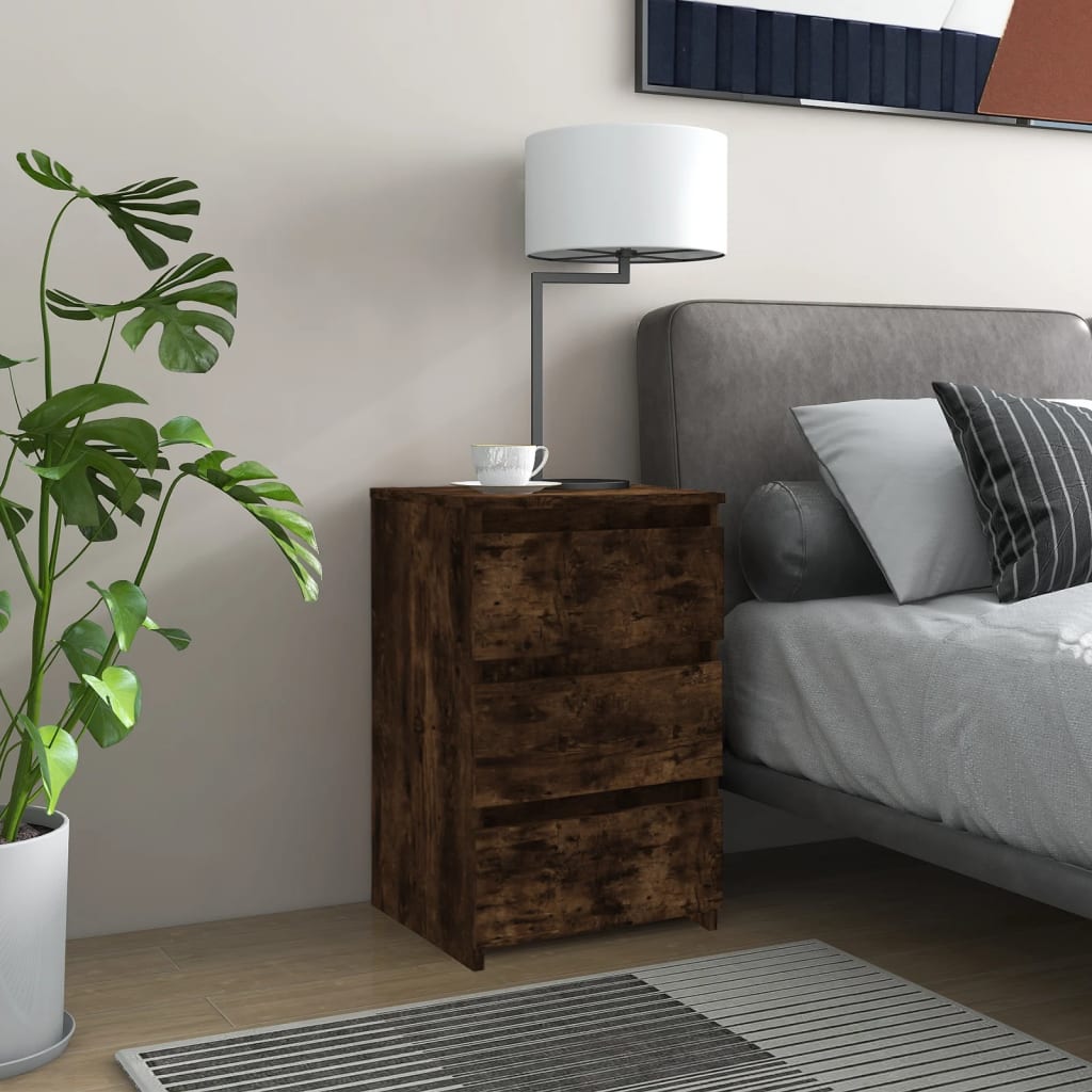 vidaXL Sängbord 2 st rökfärgad ek 40x35x62,5 cm konstruerat trä