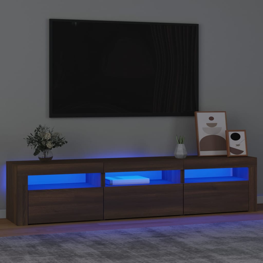 vidaXL Tv-bänk med LED-belysning brun ek 180x35x40 cm