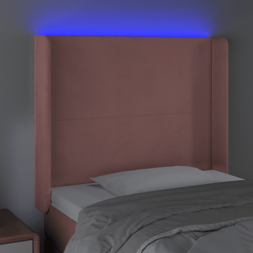 vidaXL Sänggavel LED grön 83x16x118/128 cm sammet
