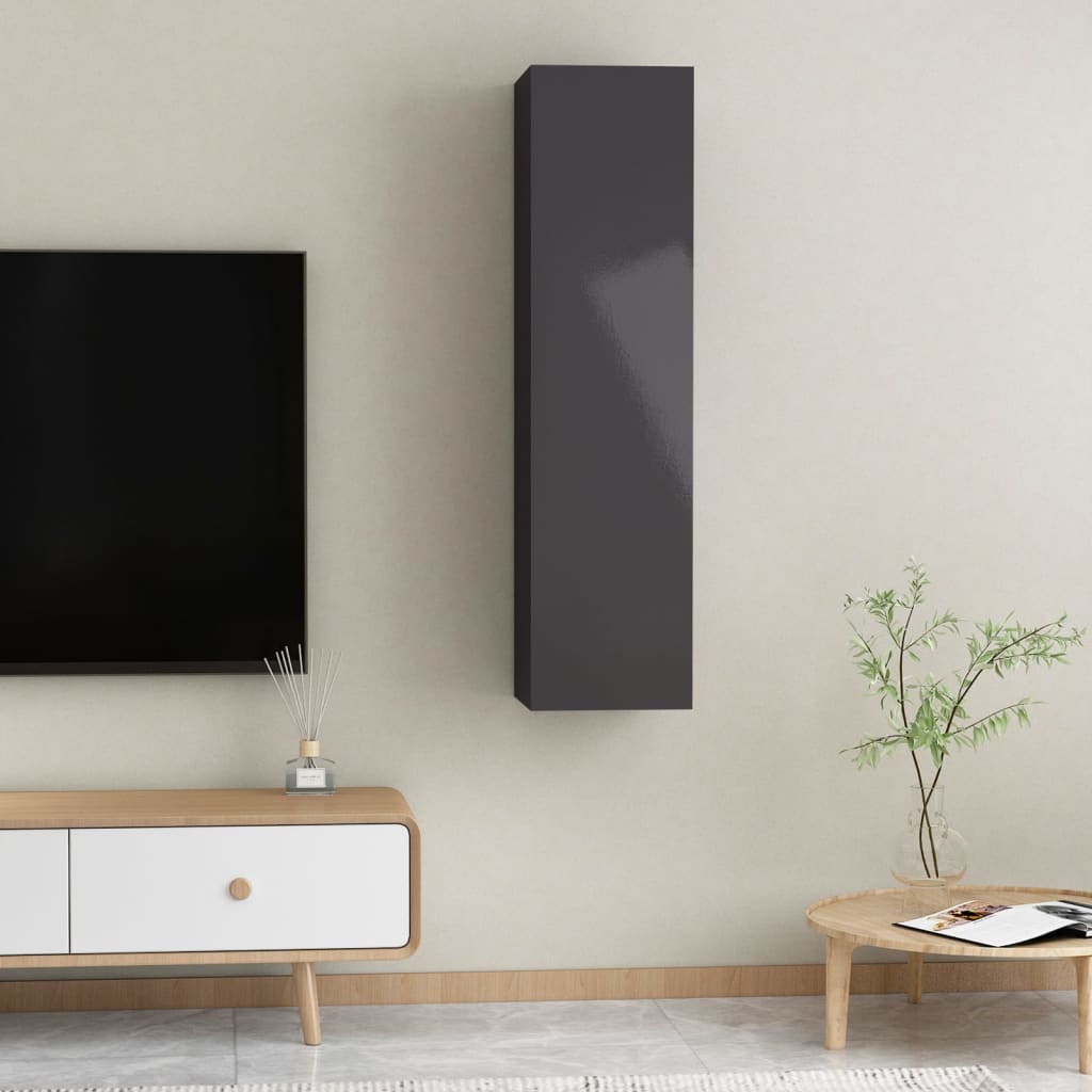 vidaXL TV-skåp 2 st grå högglans 30,5x30x60 cm konstruerat trä
