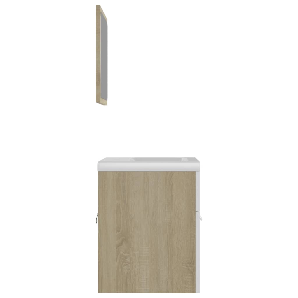 vidaXL Badrumsmöbler set vit och sonoma-ek konstruerat trä
