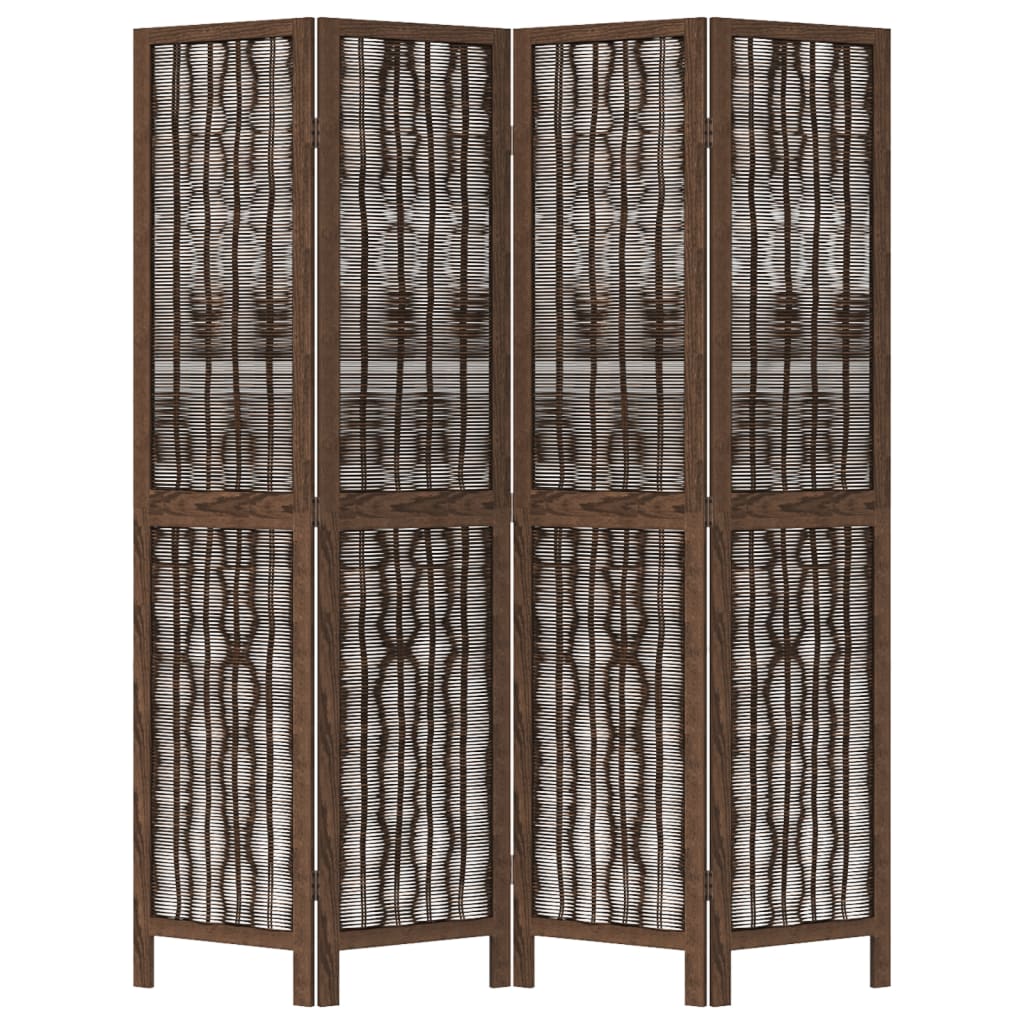 vidaXL Rumsavdelare 4 paneler mörkbrun massivt kejsarträ