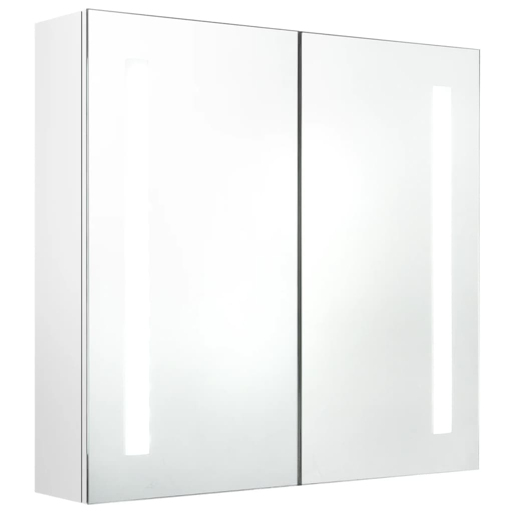 vidaXL Spegelskåp med LED vit högglans 62x14x60 cm