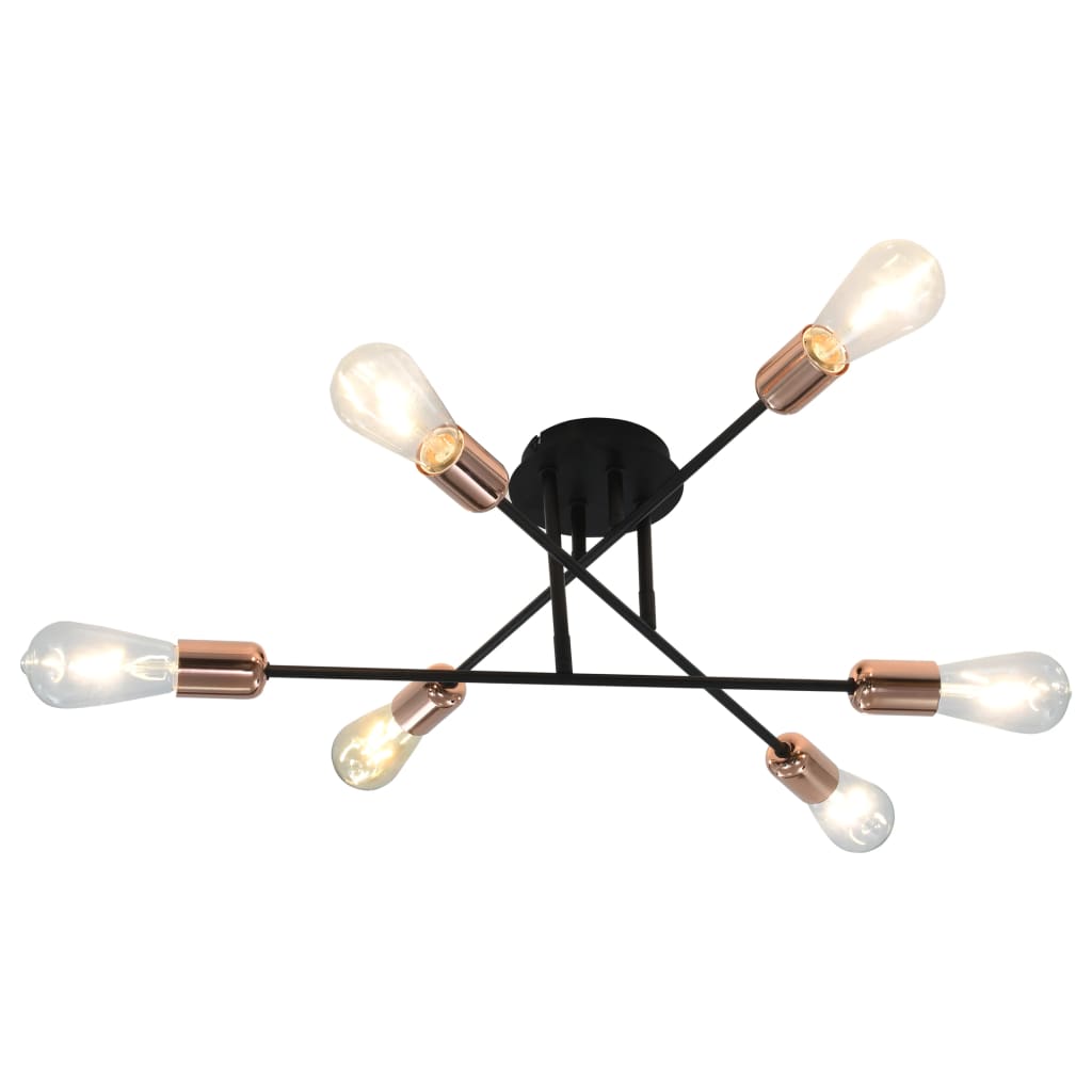 vidaXL Taklampa med glödlampor 2 W svart och koppar E27