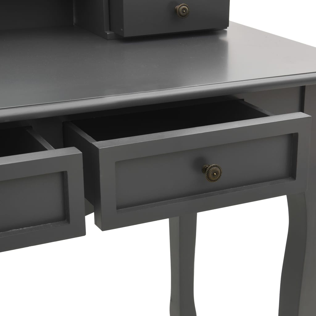 vidaXL Sminkbord med pall grå 100x40x146 cm paulowniaträ