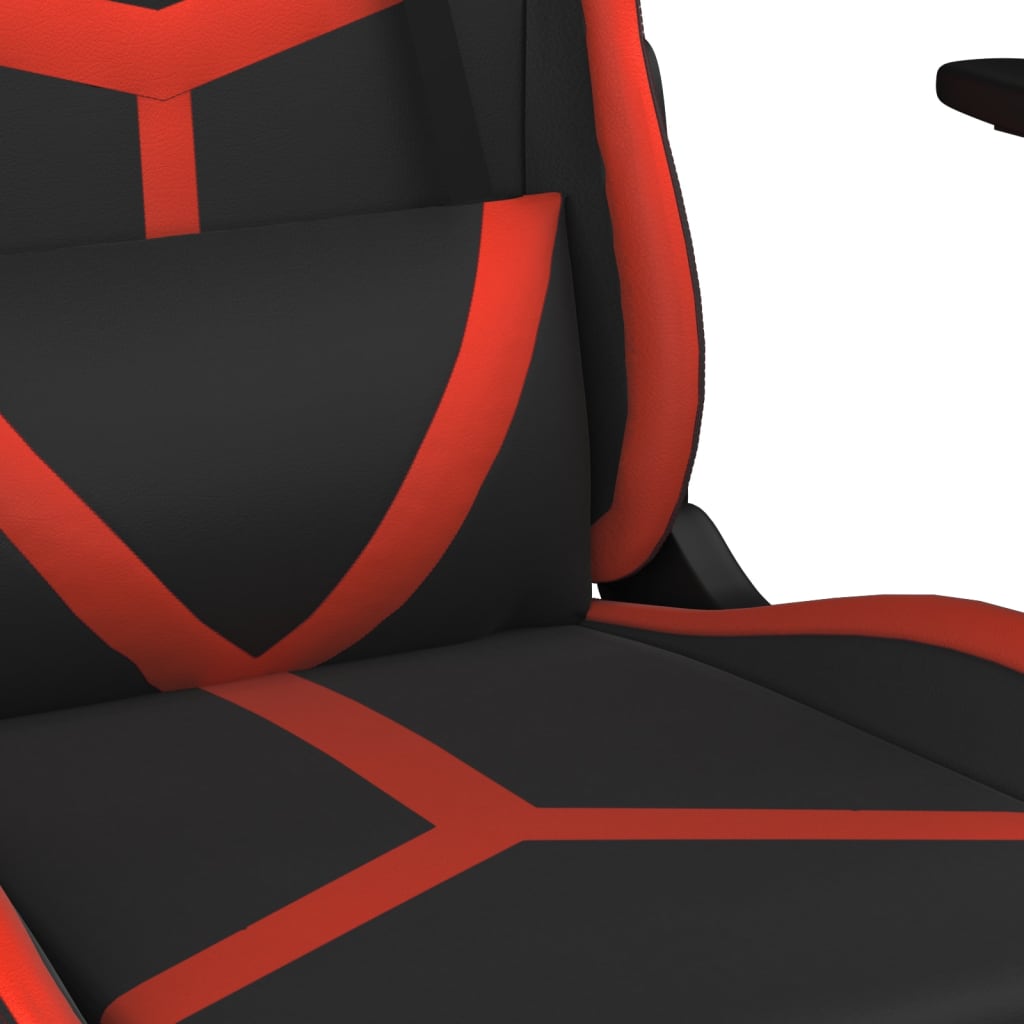 vidaXL Gamingstol med massage och fotstöd svart och röd konstläder