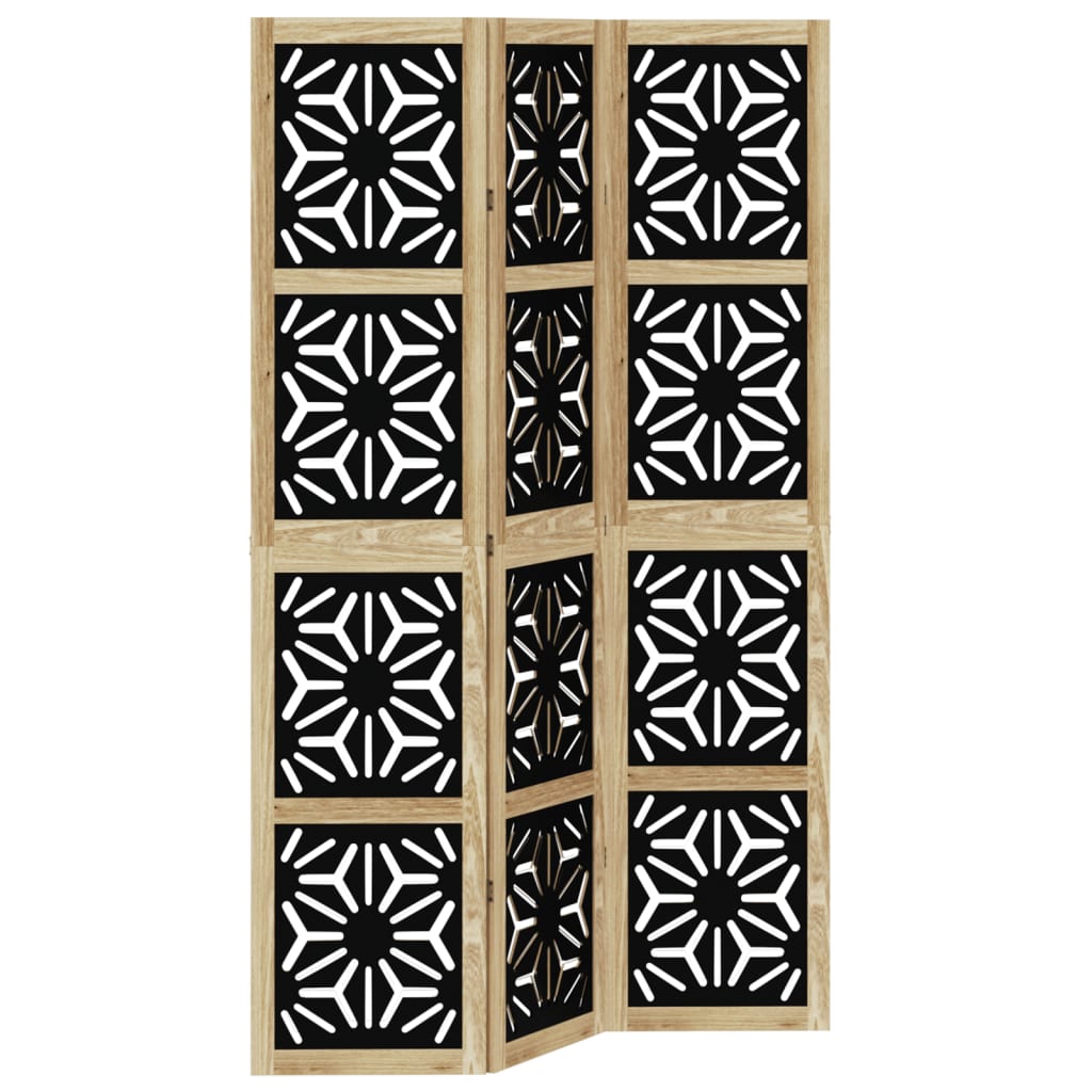 vidaXL Rumsavdelare 3 paneler brun och svart massivt paulownia