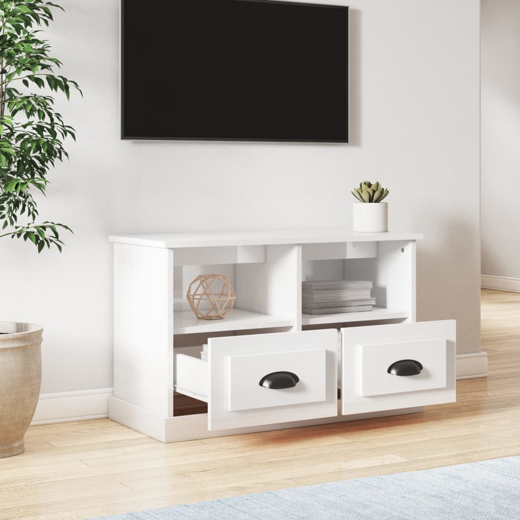 vidaXL TV-skåp vit högglans 80x35x50 cm konstruerat trä