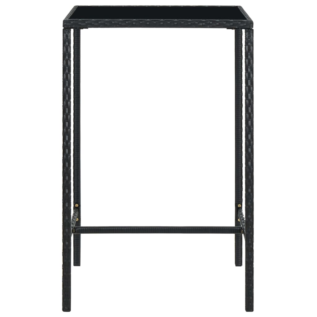 vidaXL Barbord för trädgård svart 70x70x110 cm konstrotting och glas