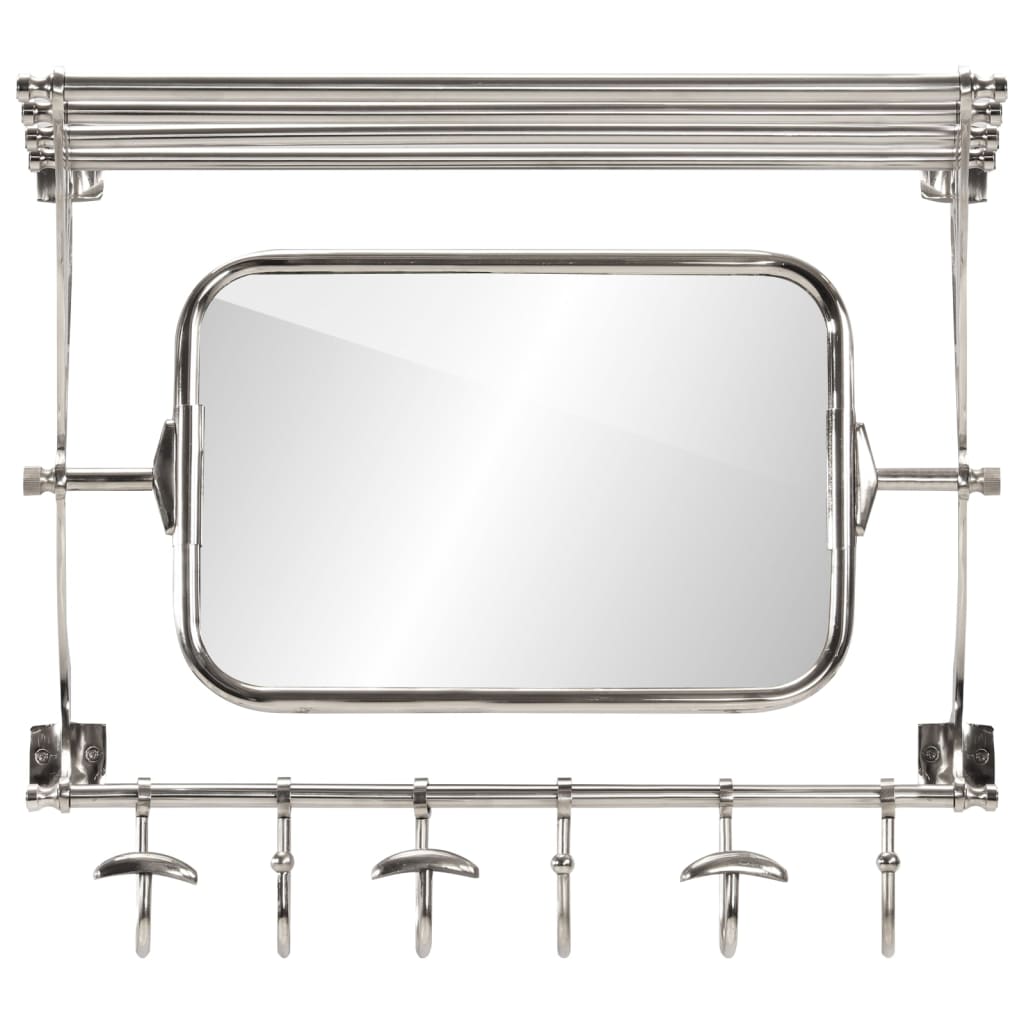 vidaXL Bagagehylla med klädhängare & spegel väggmonterad aluminium