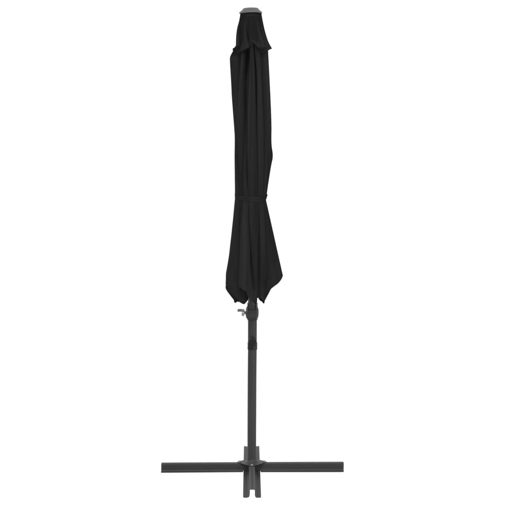 vidaXL Frihängande parasoll med stålstång svart 300 cm