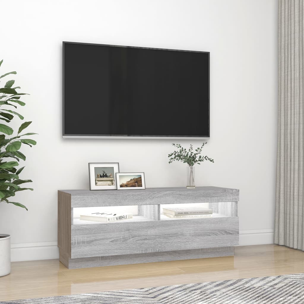 vidaXL Tv-bänk med LED-belysning grå sonoma 100x35x40 cm