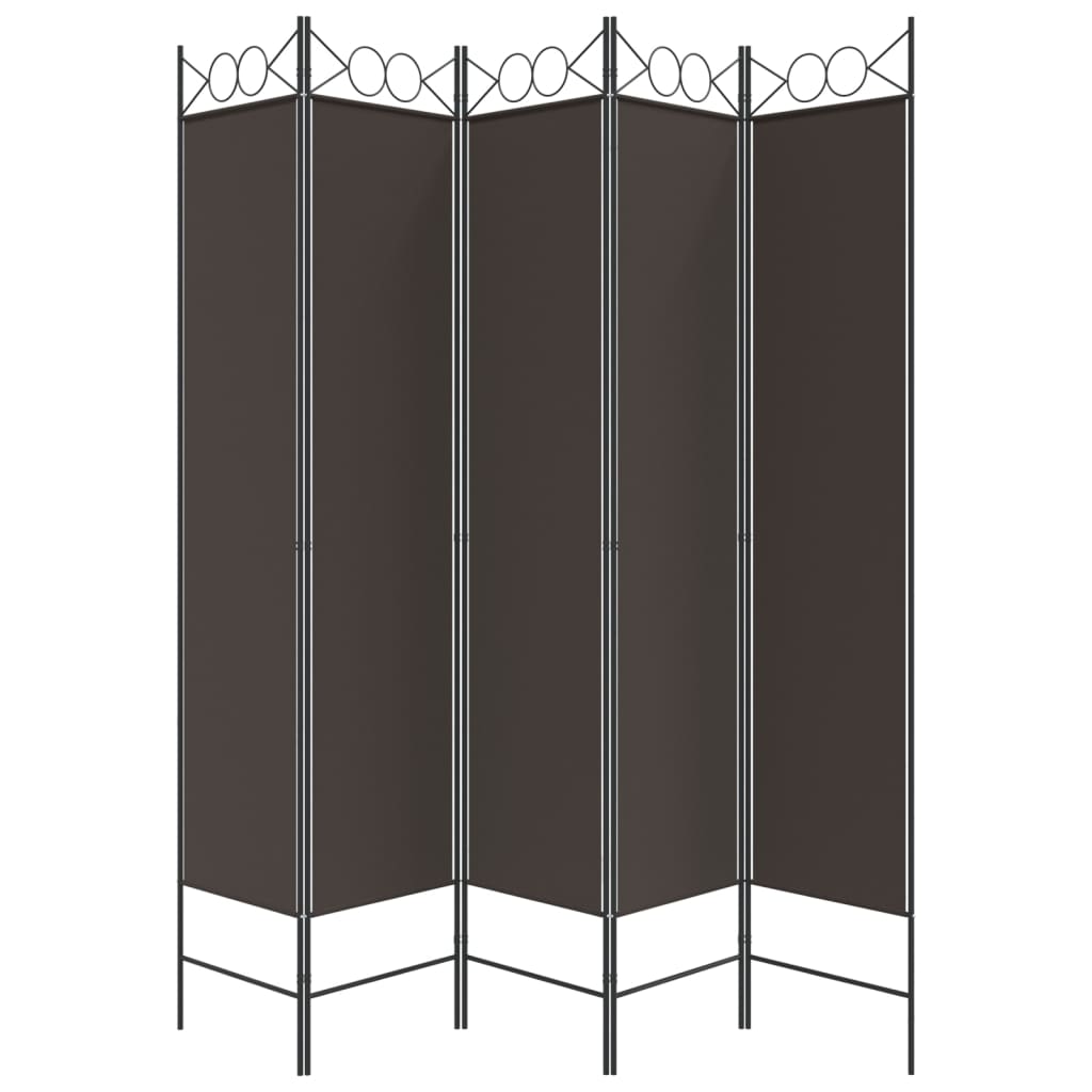 vidaXL Rumsavdelare 5 paneler brun 200x200 cm tyg