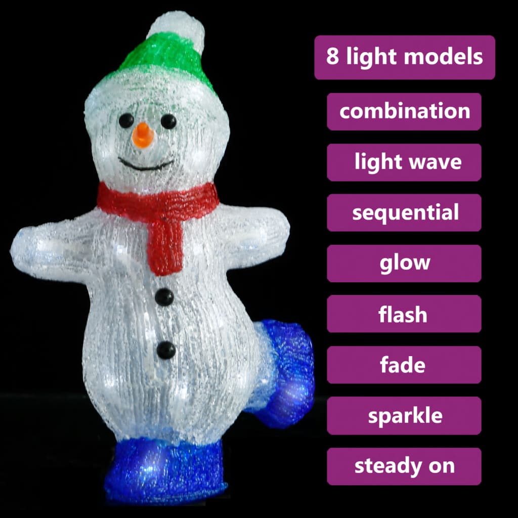 vidaXL Juldekoration snögubbe med LED-belysning akryl inne/ute