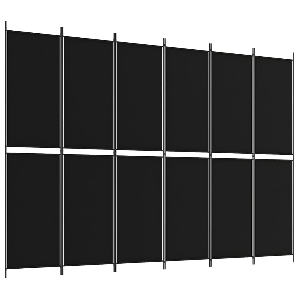 vidaXL Rumsavdelare 6 paneler svart 300x220 cm tyg
