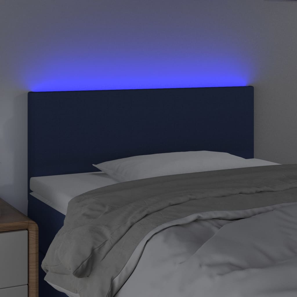 vidaXL Sänggavel LED blå 90x5x78/88 cm tyg