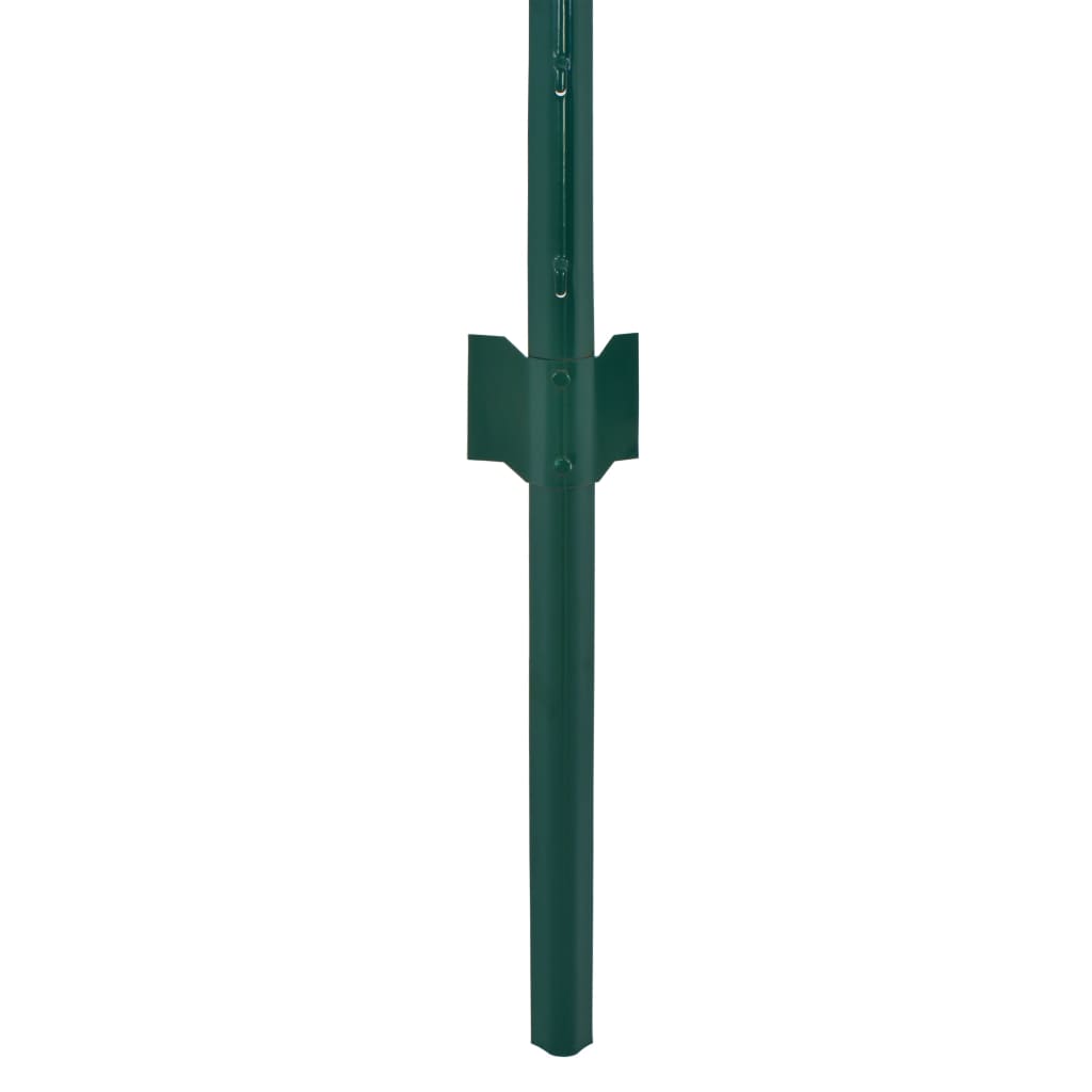 vidaXL Stängsel med stolpar stål 25x0,5 m grön