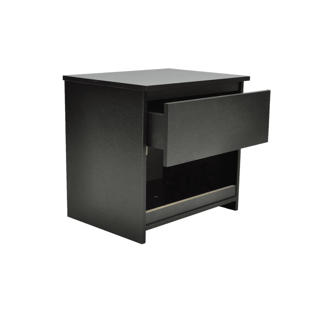 vidaXL Sängbord med en låda 2 st svart