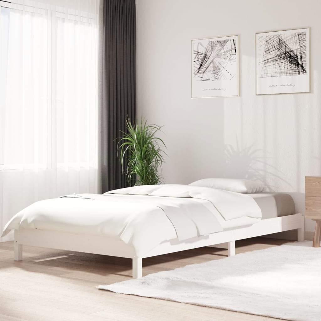 vidaXL Stapelbar säng vit 100x200 cm massivt furuträ