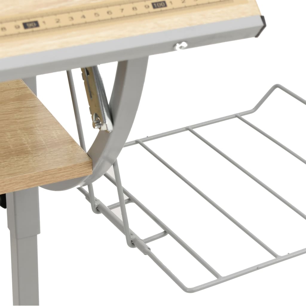 vidaXL Ritbord ek och grå 110x53x(58-87) cm konstruerat trä & stål