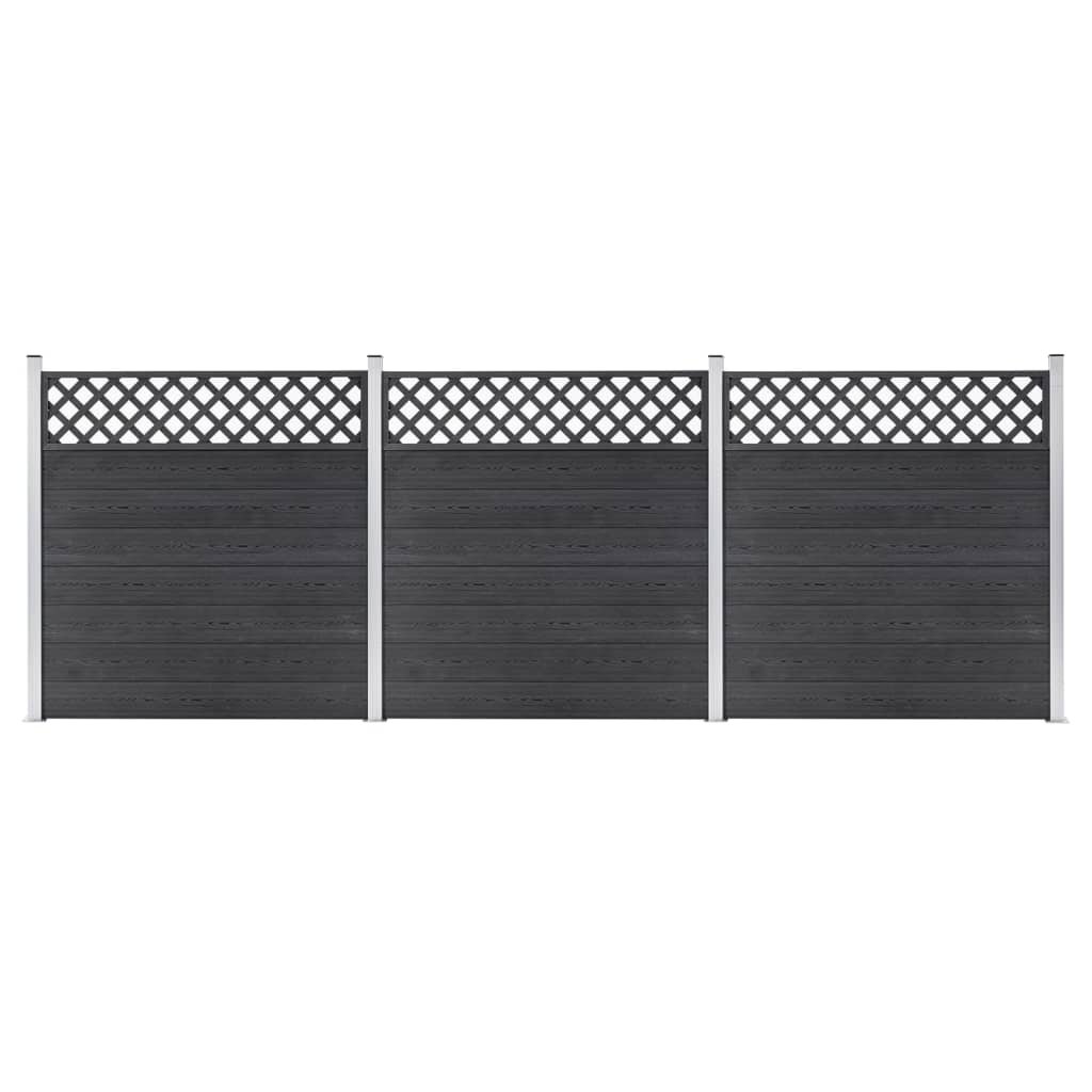 vidaXL WPC-staketpaneler 3 fyrkantiga 526x185 cm grå