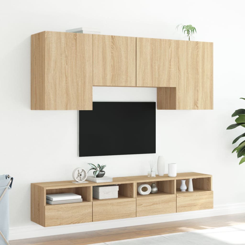 vidaXL Väggmonterade TV-enheter 5 delar sonoma-ek konstruerat trä