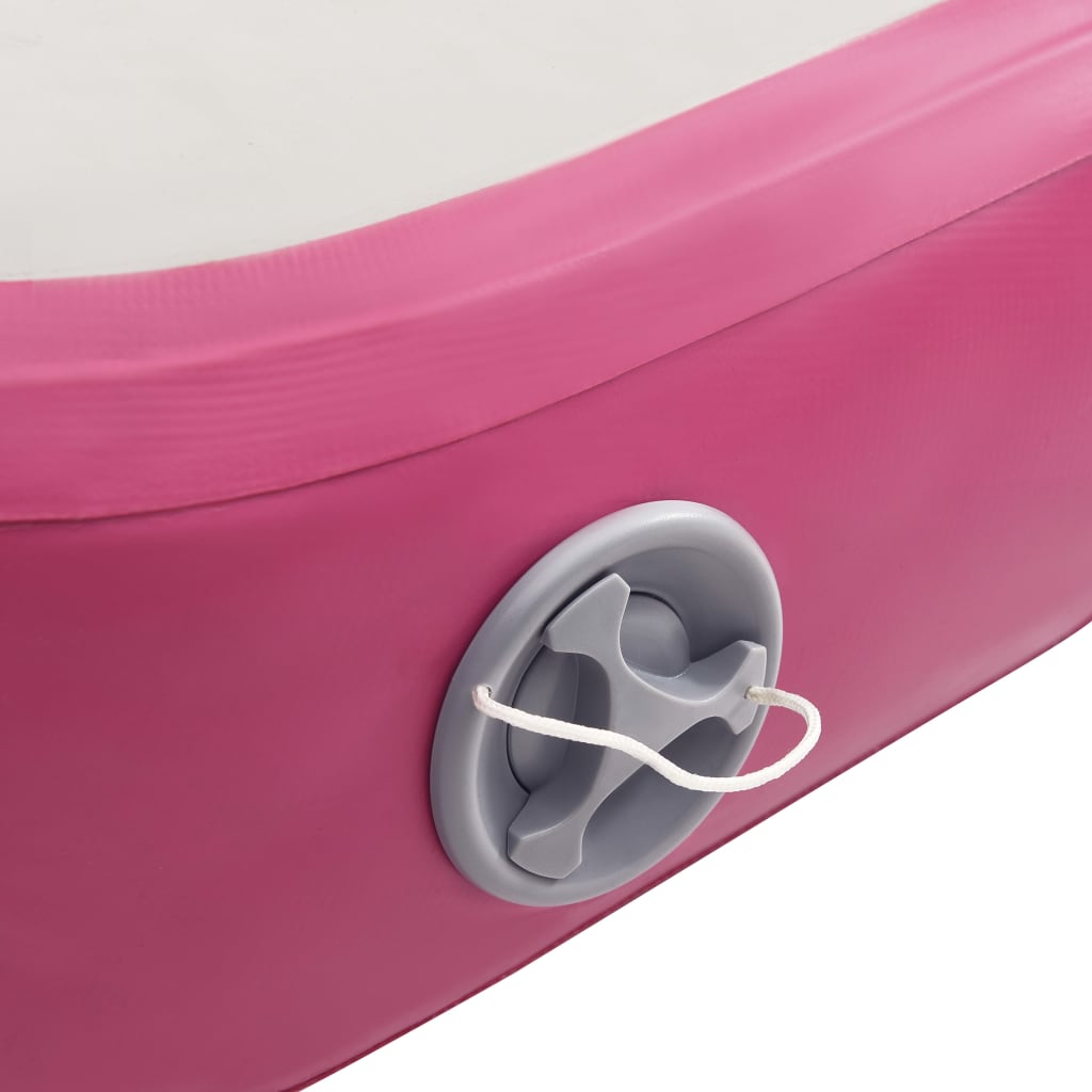 vidaXL Uppblåsbar gymnastikmatta med pump 800x100x20 cm PVC rosa