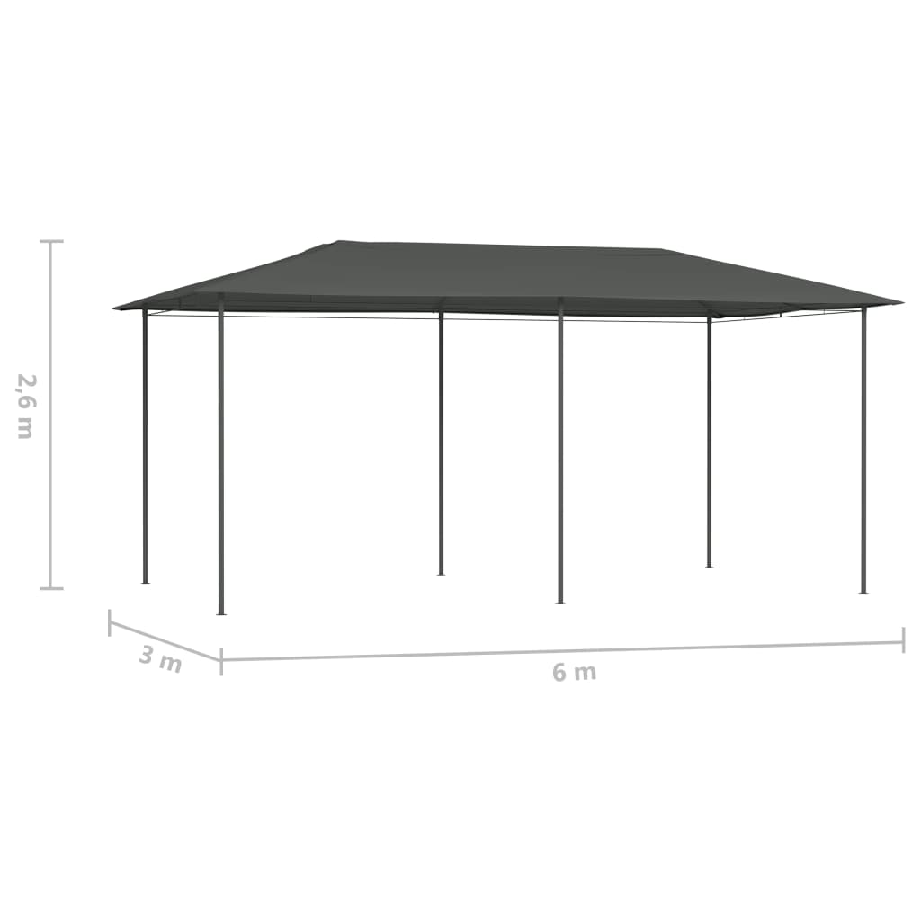 vidaXL Paviljong 3x6x2,6 m antracit 160 g/m²
