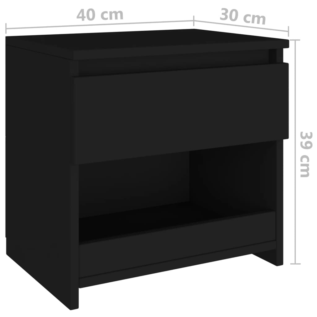 vidaXL Nattduksbord svart 40x30x39 cm spånskiva