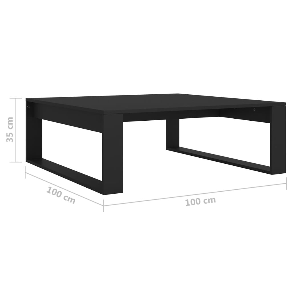 vidaXL Soffbord svart 100x100x35 cm konstruerat trä