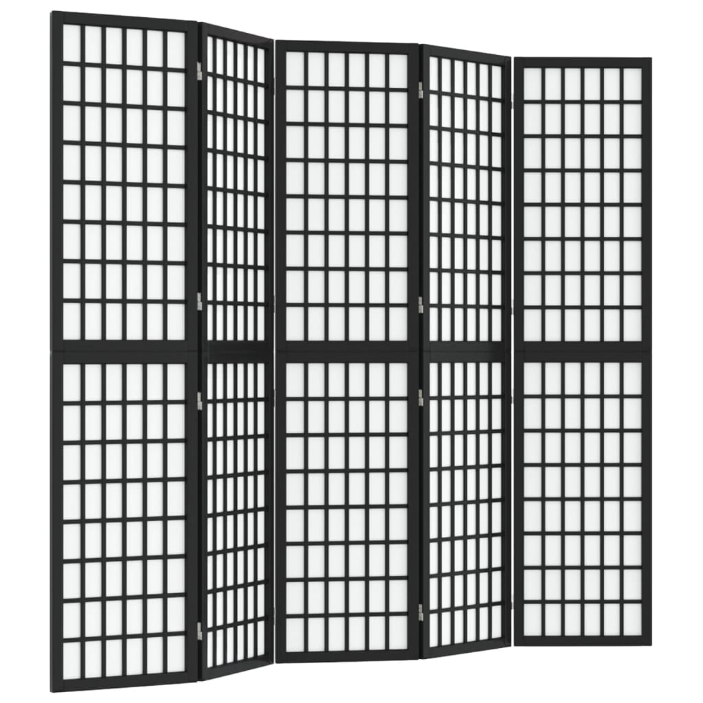 vidaXL Rumsavdelare med 5 paneler japansk stil 200x170 cm svart